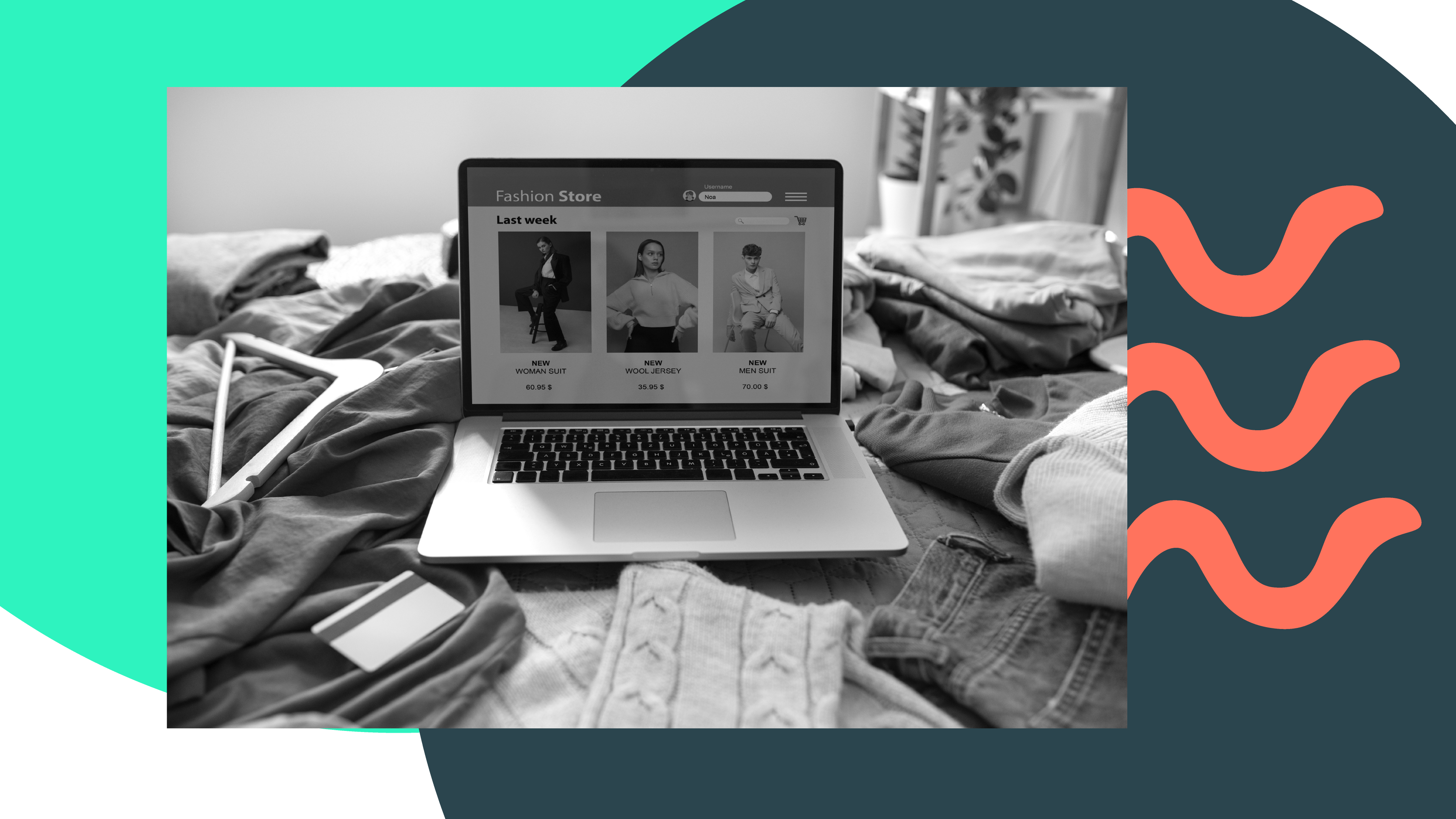 A print on demand clothing business shown on the laptop of someone creating designs as a side hustle from home